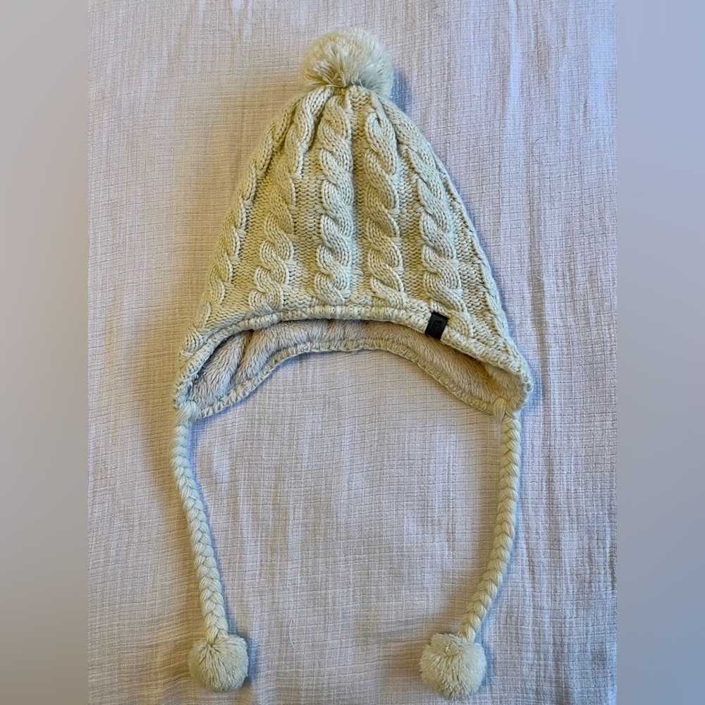 The North Face cable knit ivory color beanie